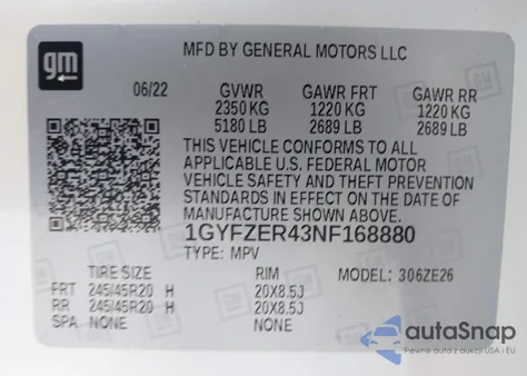 2022 Cadillac Xt4 Fwd Sport z USA, uszkodzony, nr VIN 1GYFZER43NF168880